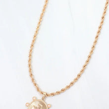 Load image into Gallery viewer, CAROLINE HILL PENRITH CROSS COIN NECKLACE WORN GOLD