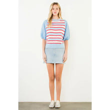 Load image into Gallery viewer, THML Puff Sleeve Stiped Knit Top
