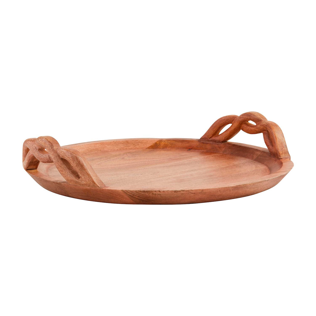 MUDPIE TWISTED HANDLE WOOD TRAY