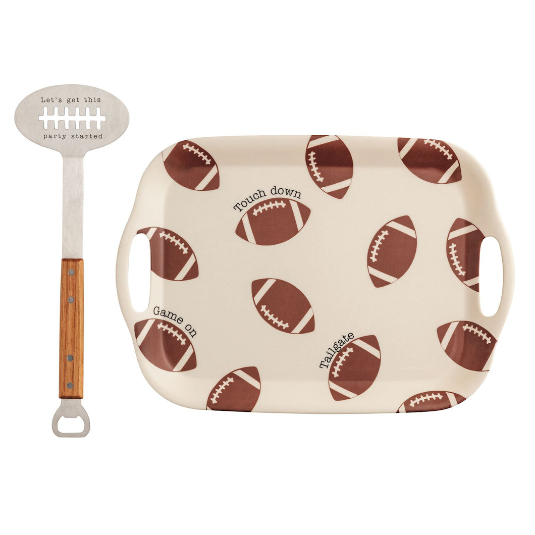MUDPIE FOOTBALL TRAY AND SPATULA