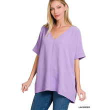 Load image into Gallery viewer, Woven Airflow V-Neck Dolman Short Sleeve
