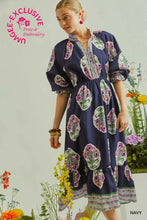 Load image into Gallery viewer, UMGEE FLOWER PATCH BOARDER V-NECK MIDI DRESS
