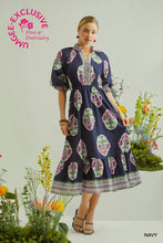Load image into Gallery viewer, UMGEE FLOWER PATCH BOARDER V-NECK MIDI DRESS
