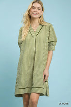 Load image into Gallery viewer, UMGEE STRIPE V-NECK COLLAR DRESS
