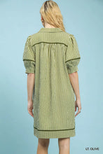 Load image into Gallery viewer, UMGEE STRIPE V-NECK COLLAR DRESS
