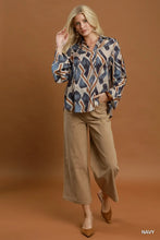 Load image into Gallery viewer, Abstract Ikat Print Tie-Neck Blouse
