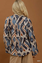 Load image into Gallery viewer, Abstract Ikat Print Tie-Neck Blouse

