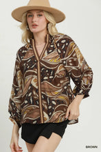 Load image into Gallery viewer, Abstract Print Split Neck Blouse
