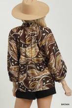 Load image into Gallery viewer, Abstract Print Split Neck Blouse
