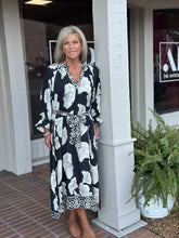 Load image into Gallery viewer, Floral Print Belted Midi Dress
