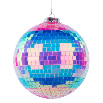 IRIDESCENT STRIPE MIRROR BALL ORNAMENT