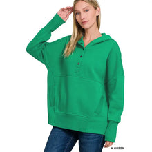 Load image into Gallery viewer, Fleece Half Snap Button Hooded Sweatshirts
