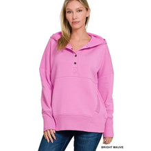 Load image into Gallery viewer, Fleece Half Snap Button Hooded Sweatshirts
