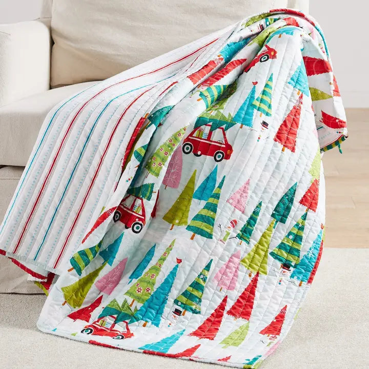 Merry + Bright Holly Jolly Quilted Throw