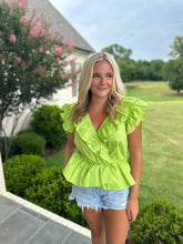 Load image into Gallery viewer, Surplice Elasticated Waist Ruffle Frill Top
