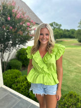 Load image into Gallery viewer, Surplice Elasticated Waist Ruffle Frill Top
